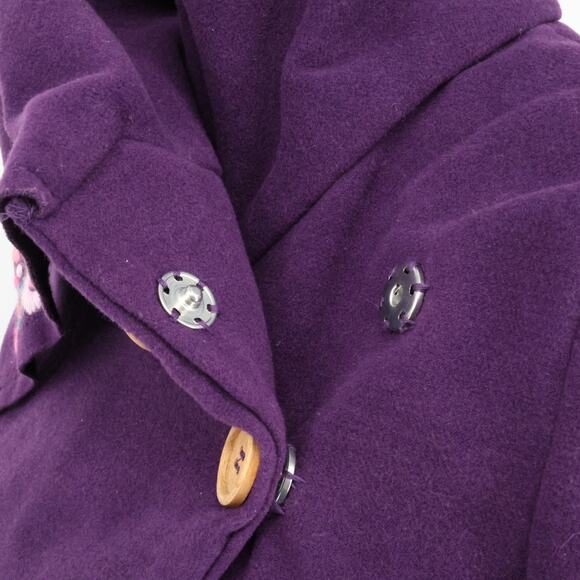 Garnet Hill Kids Coat Girls 12 Purple Tweed Snap Front Asymmetric Hem Overcoat - Picture 10 of 16